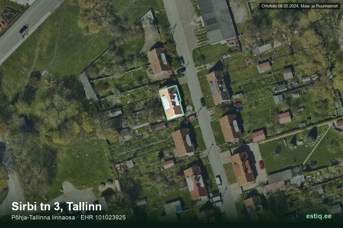 Sirbi tänav 3, Tallinn – ilmakuva rakennuksesta, ääriviiva rakennusrekisteristä (EHR)