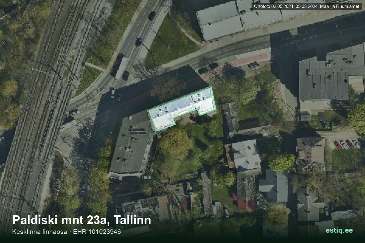 Paldiski mnt 23a, Tallinn – aerial photo of the building, outline from the Building Register (EHR)