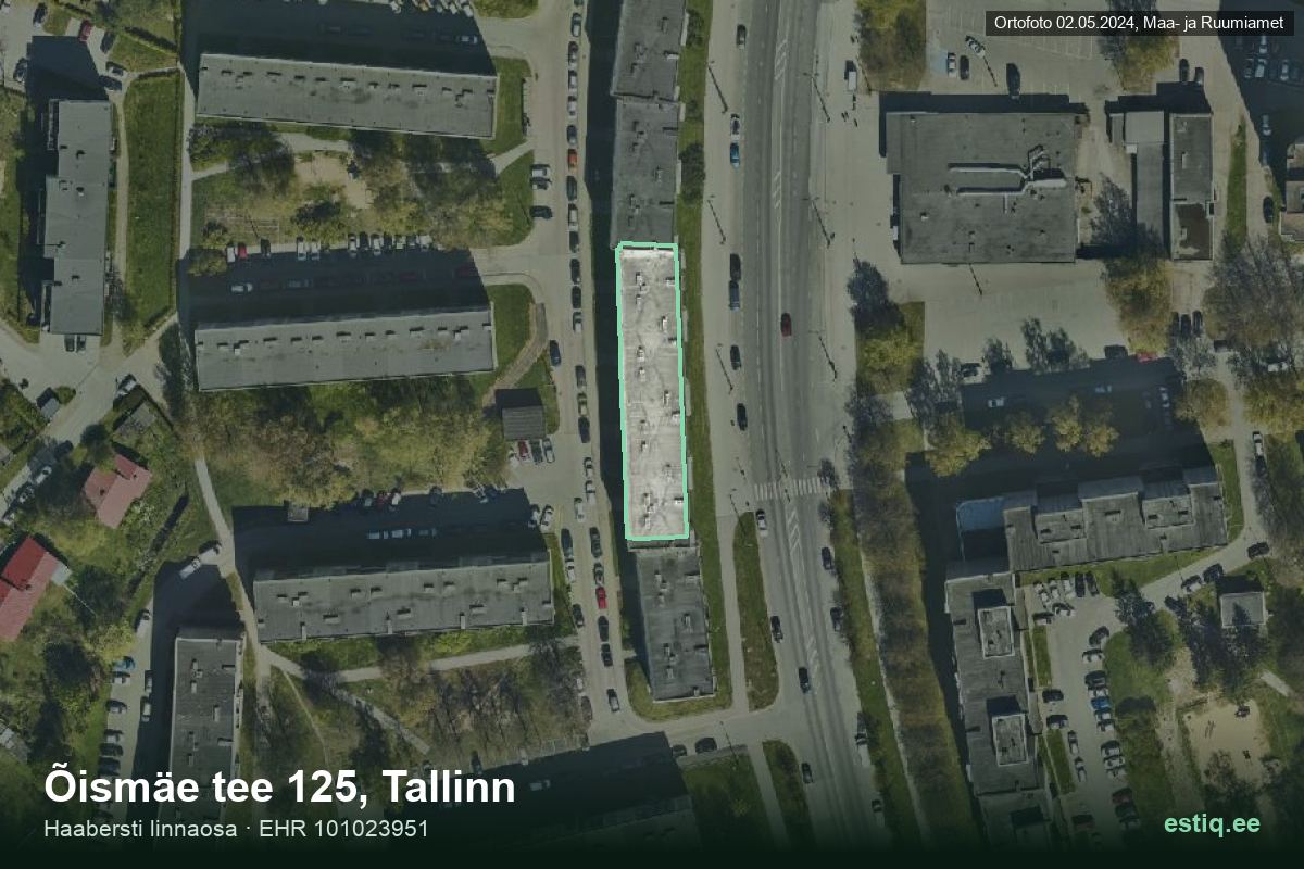 Õismäe tee 125, Tallinn – hoone aerofoto, kontuur ehitisregistri (EHR) andmetest