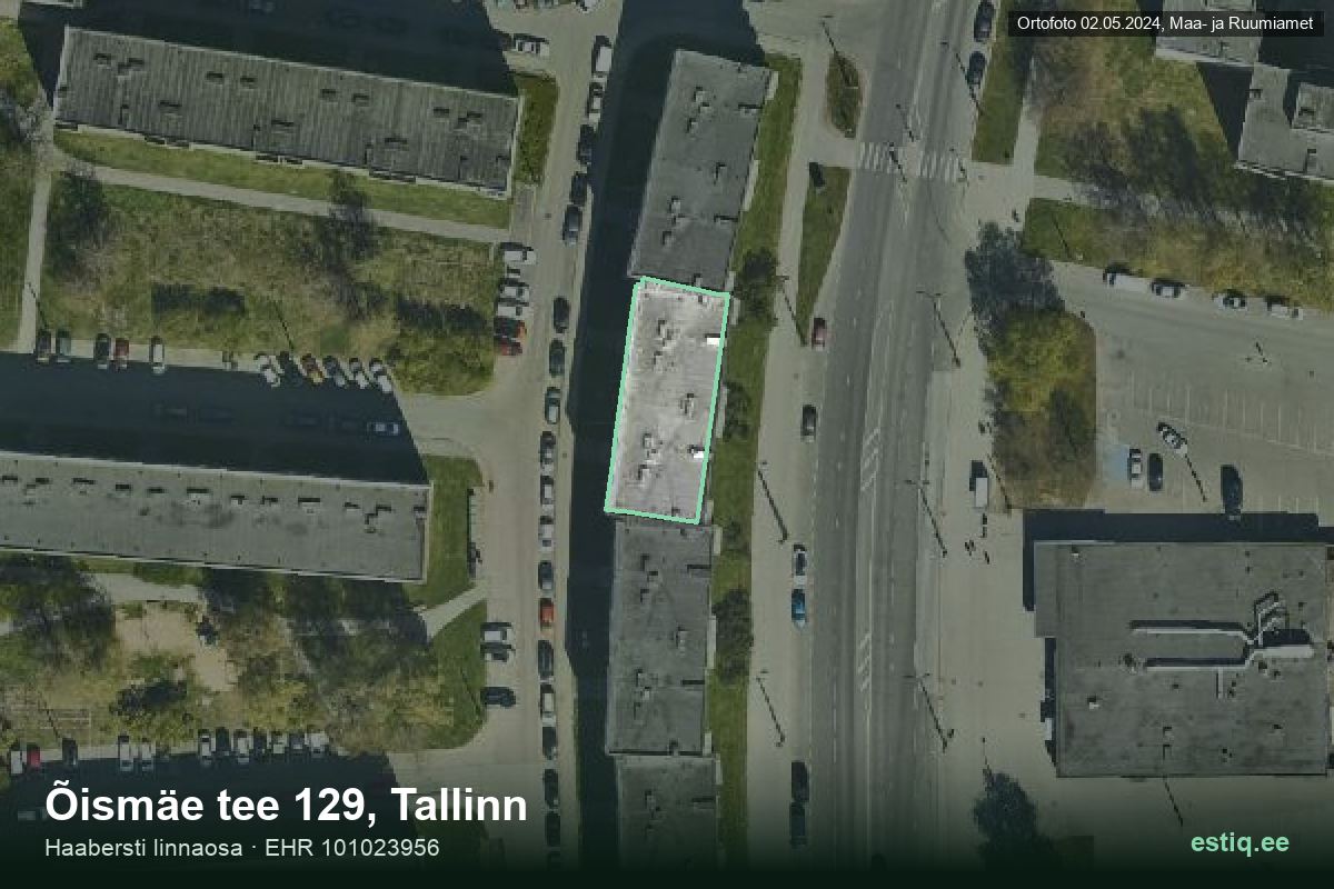 Õismäe tee 129, Tallinn – hoone aerofoto, kontuur ehitisregistri (EHR) andmetest