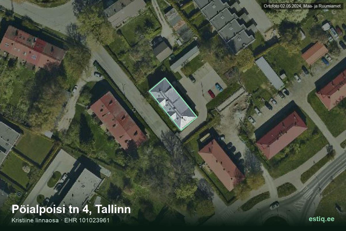 Pöialpoisi tänav 4, Tallinn – hoone aerofoto, kontuur ehitisregistri (EHR) andmetest