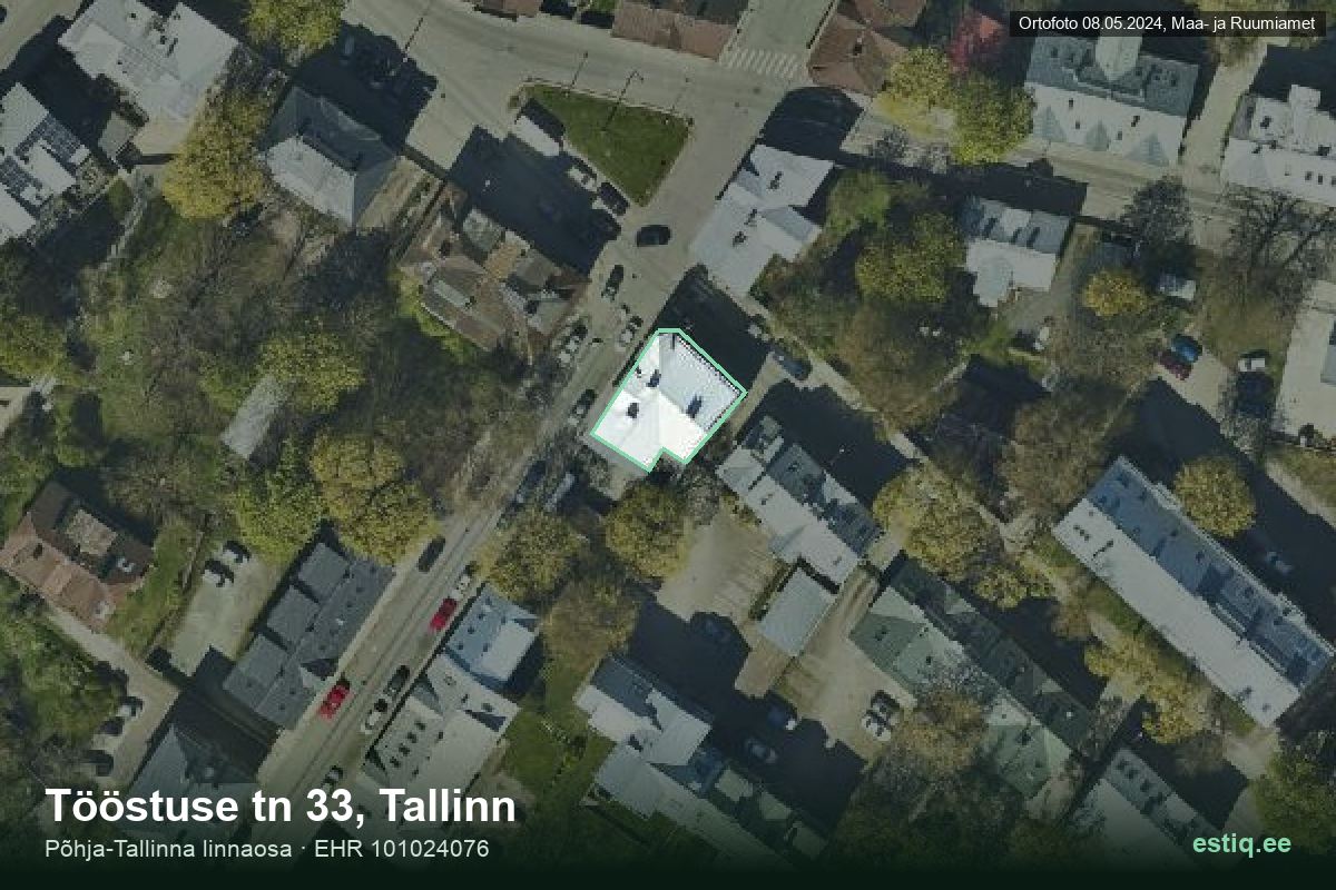 Tööstuse tänav 33, Tallinn – hoone aerofoto, kontuur ehitisregistri (EHR) andmetest