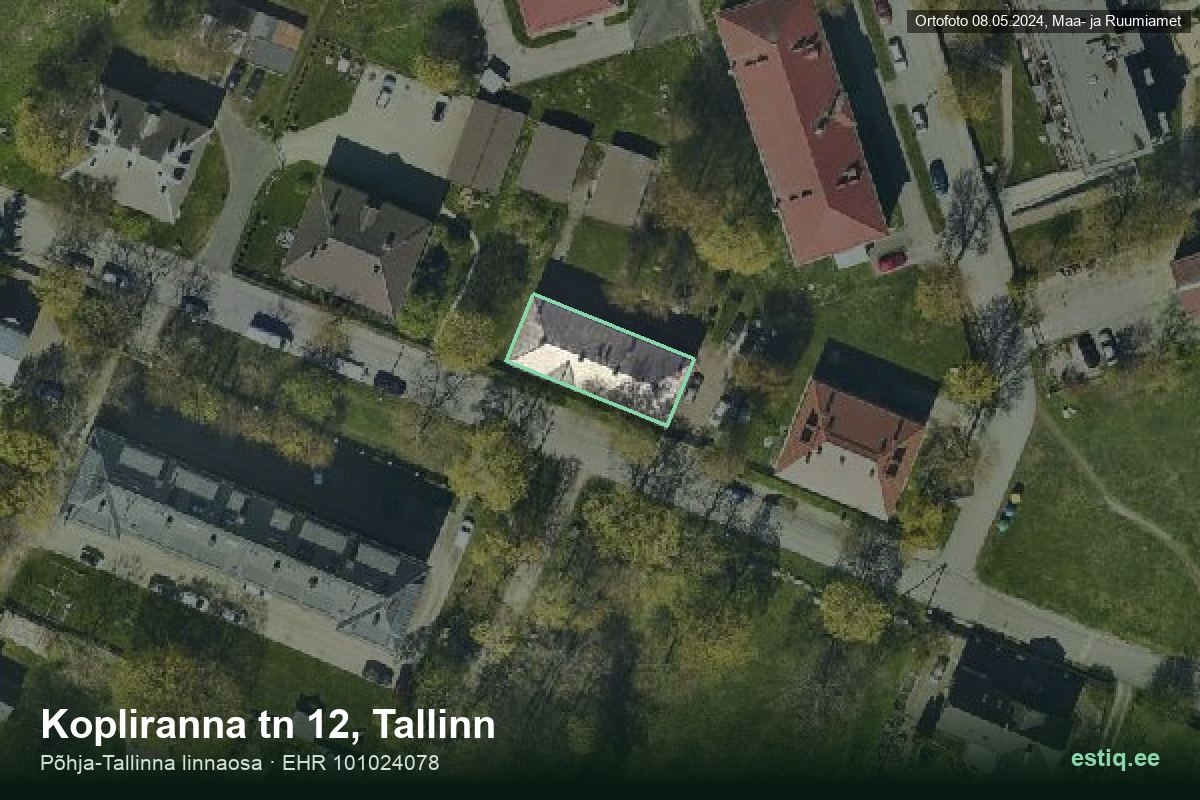 Kopliranna tänav 12, Tallinn – hoone aerofoto, kontuur ehitisregistri (EHR) andmetest