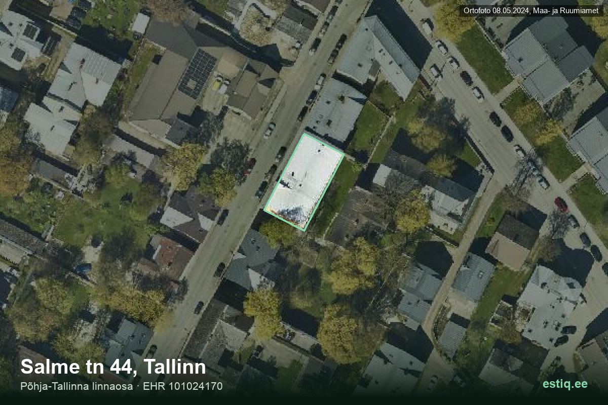 Salme tänav 44, Tallinn – hoone aerofoto, kontuur ehitisregistri (EHR) andmetest