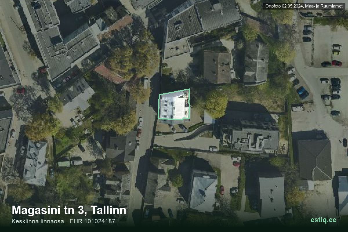 Magasini tänav 3, Tallinn – aerial photo of the building, outline from the Building Register (EHR)
