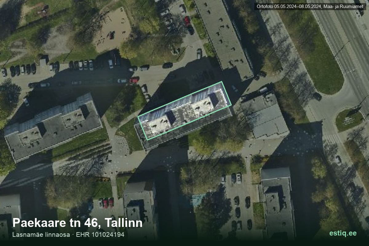 Paekaare tänav 46, Tallinn – hoone aerofoto, kontuur ehitisregistri (EHR) andmetest