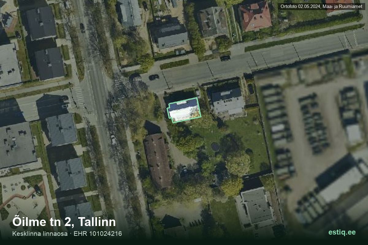 Õilme tänav 2, Tallinn – hoone aerofoto, kontuur ehitisregistri (EHR) andmetest