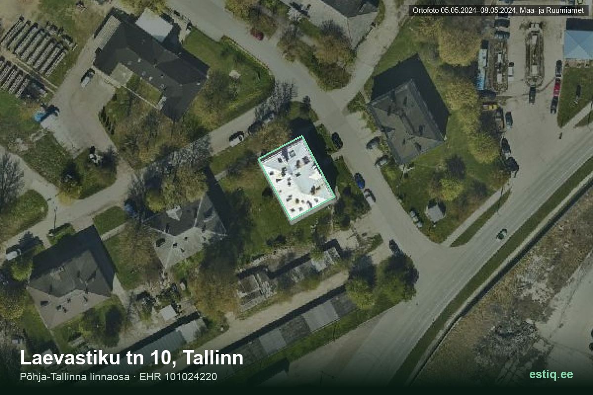 Laevastiku tänav 10, Tallinn – hoone aerofoto, kontuur ehitisregistri (EHR) andmetest
