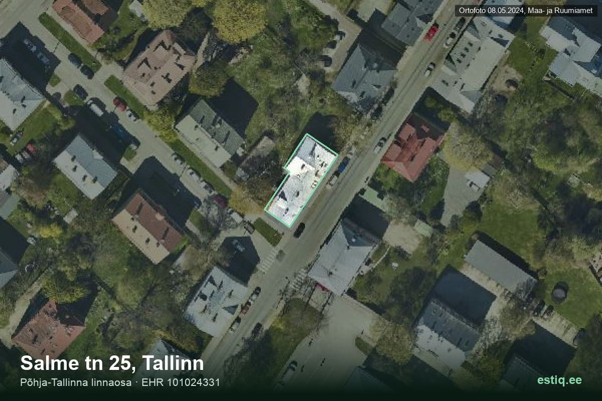 Salme tänav 25, Tallinn – hoone aerofoto, kontuur ehitisregistri (EHR) andmetest