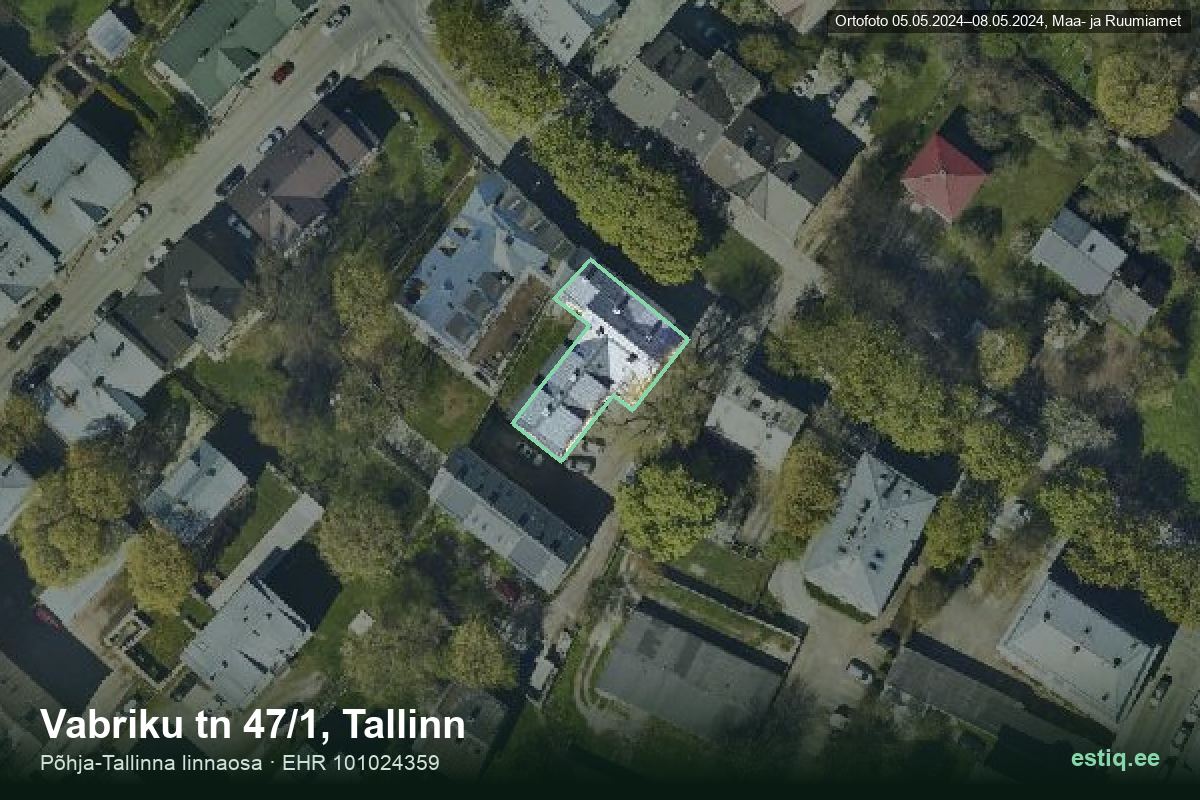 Vabriku 47/1, Tallinn – aerial photo of the building, outline from the Building Register (EHR)
