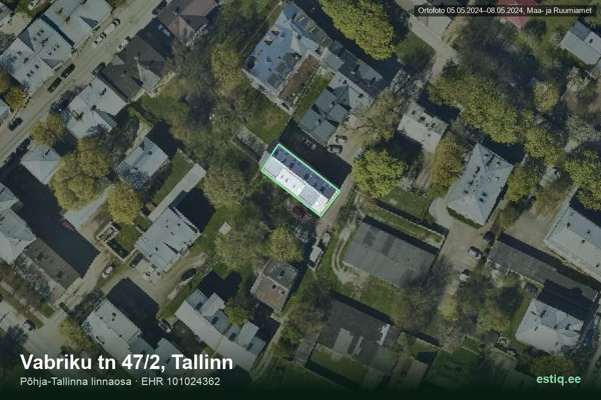 Vabriku 47/2, Tallinn – aerial photo of the building, outline from the Building Register (EHR)