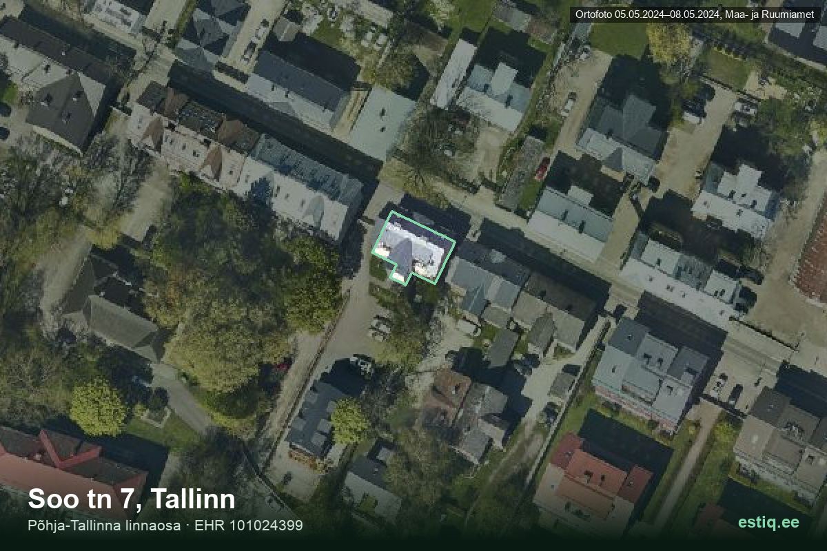 Soo tänav 7, Tallinn – ilmakuva rakennuksesta, ääriviiva rakennusrekisteristä (EHR)