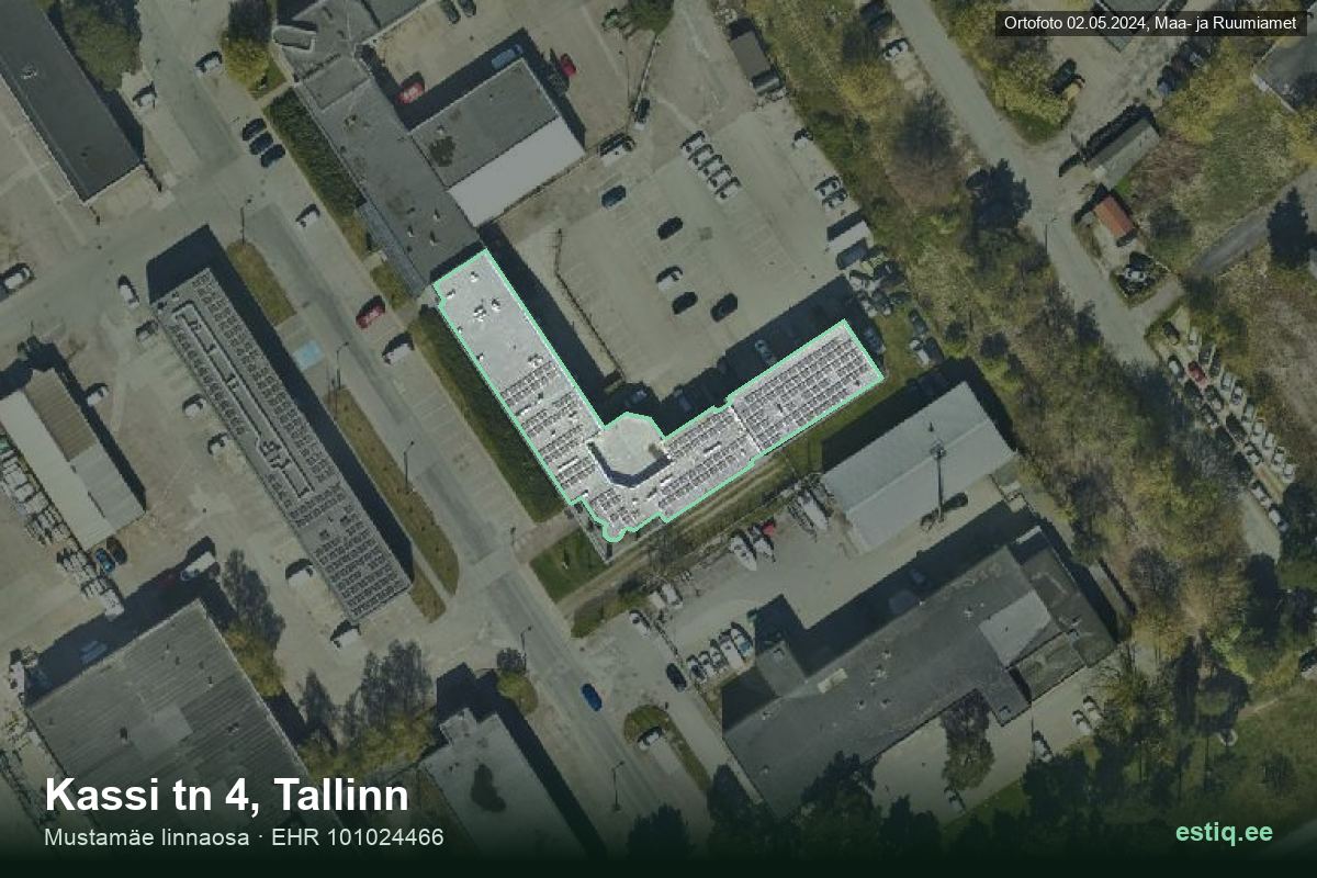 Kassi tn 4, Tallinn – hoone aerofoto, kontuur ehitisregistri (EHR) andmetest