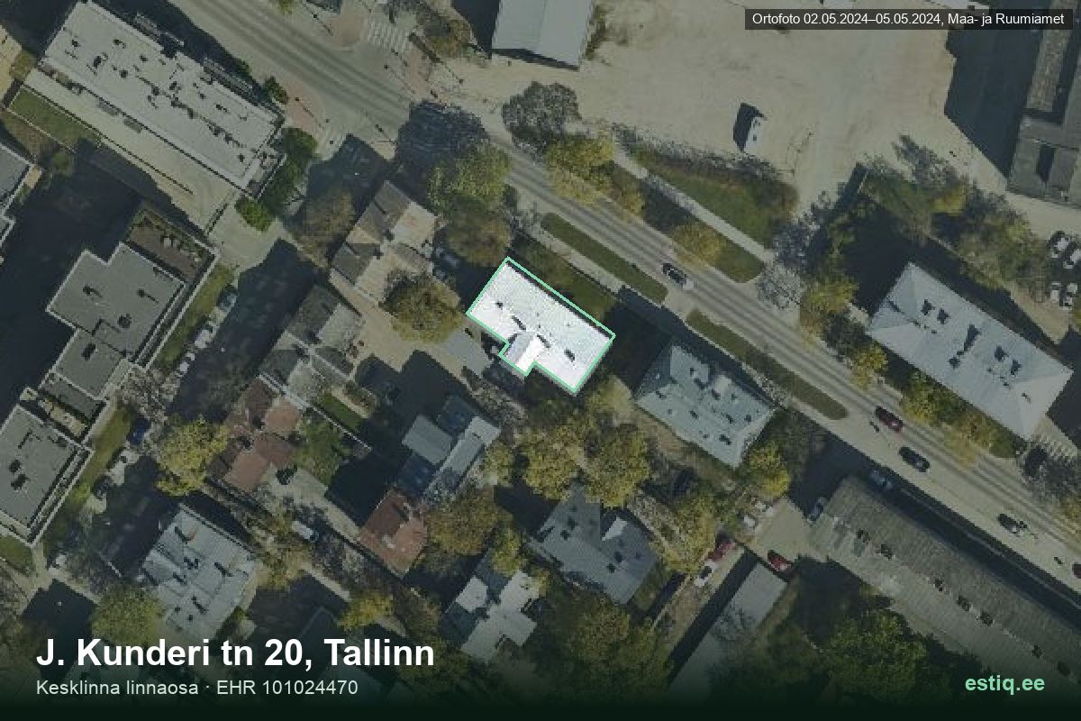 J. Kunderi tänav 20, Tallinn – aerial photo of the building, outline from the Building Register (EHR)