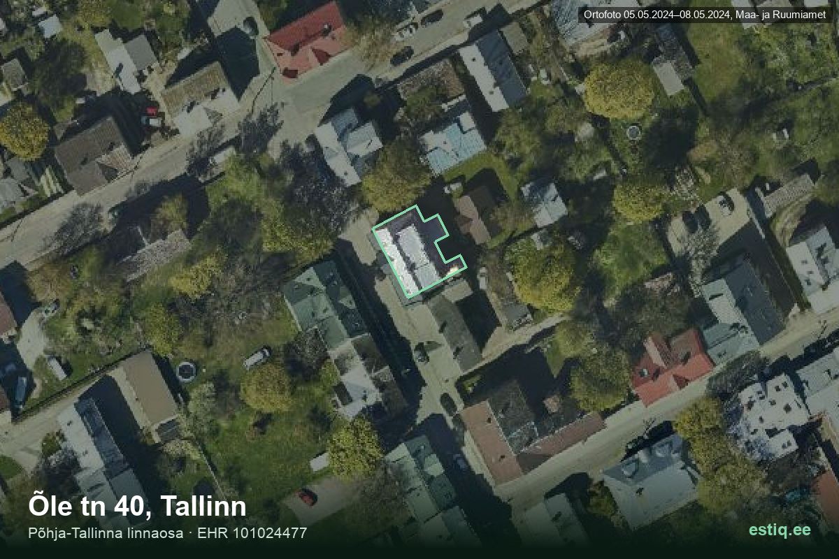 Õle tänav 40, Tallinn – aerial photo of the building, outline from the Building Register (EHR)
