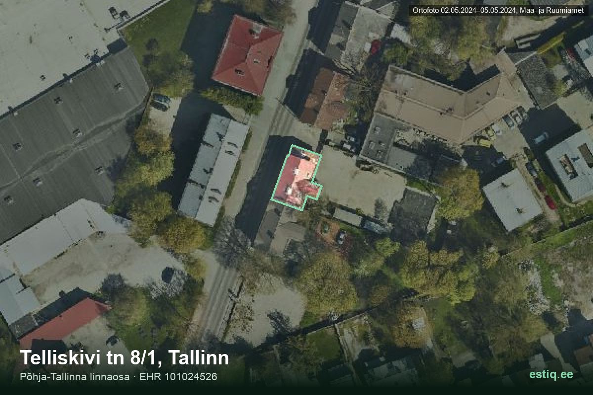 Telliskivi tänav 8/1, Tallinn – hoone aerofoto, kontuur ehitisregistri (EHR) andmetest