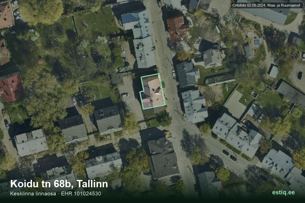 Koidu tänav 68b, Tallinn – hoone aerofoto, kontuur ehitisregistri (EHR) andmetest