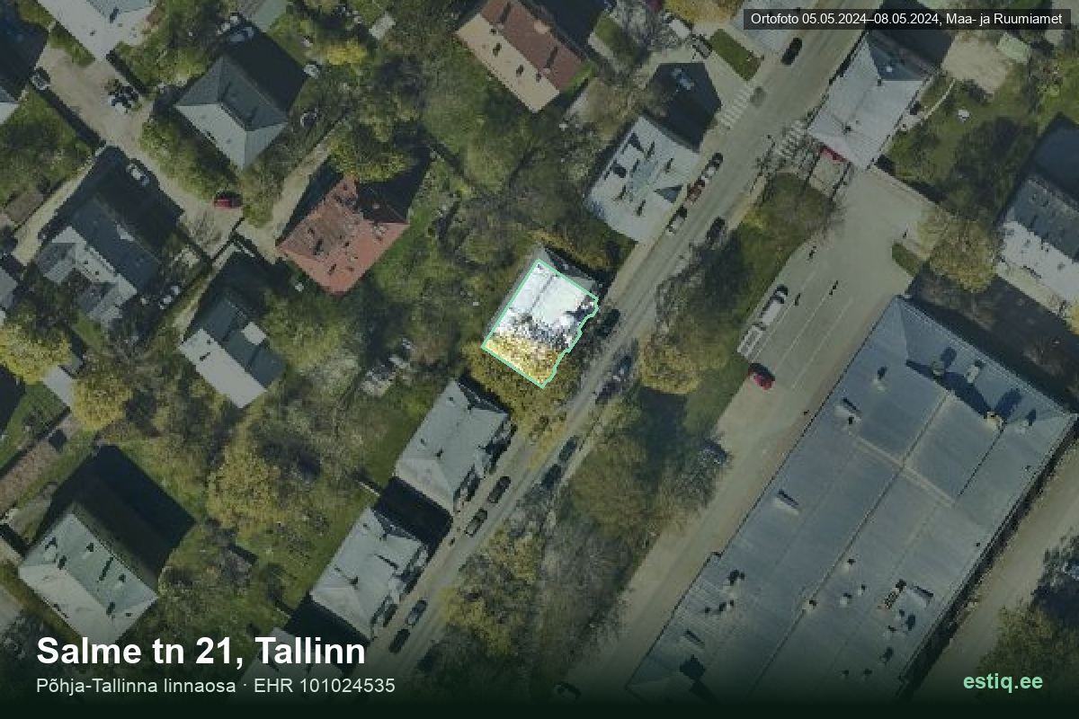 Salme tänav 21, Tallinn – hoone aerofoto, kontuur ehitisregistri (EHR) andmetest