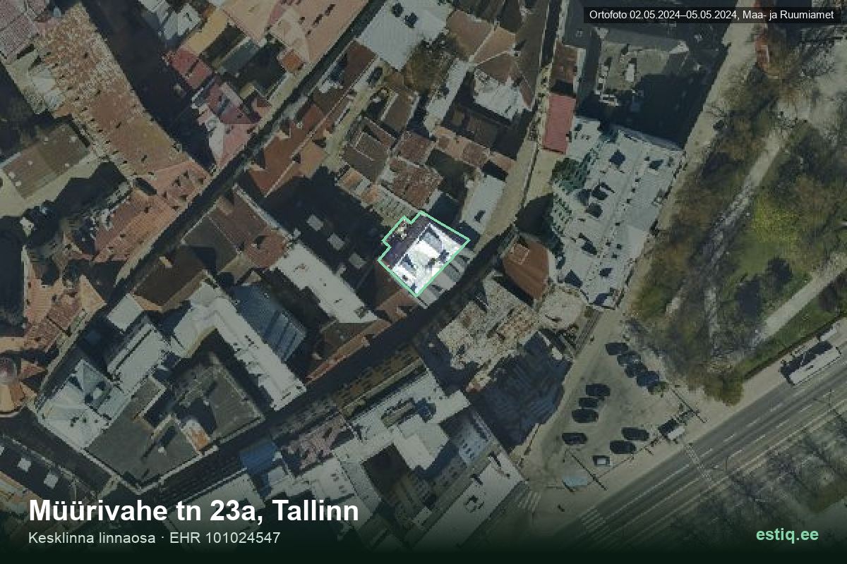 Müürivahe tänav 23a, Tallinn – hoone aerofoto, kontuur ehitisregistri (EHR) andmetest