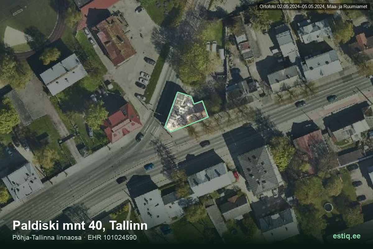 Paldiski mnt 40, Tallinn – aerial photo of the building, outline from the Building Register (EHR)