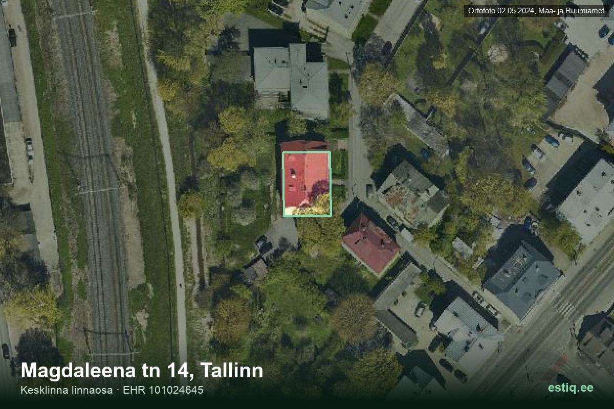 Magdaleena tänav 14, Tallinn – aerial photo of the building, outline from the Building Register (EHR)