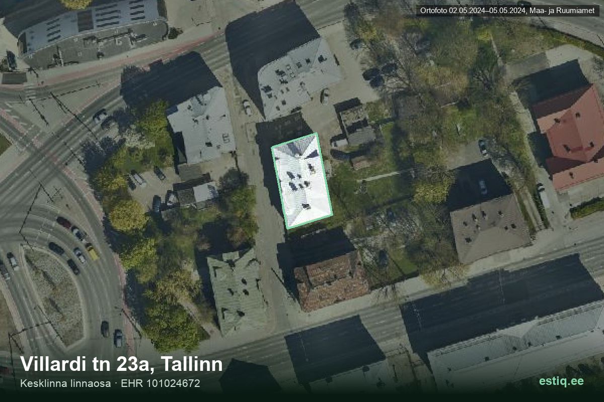 Villardi tänav 23a, Tallinn – ilmakuva rakennuksesta, ääriviiva rakennusrekisteristä (EHR)