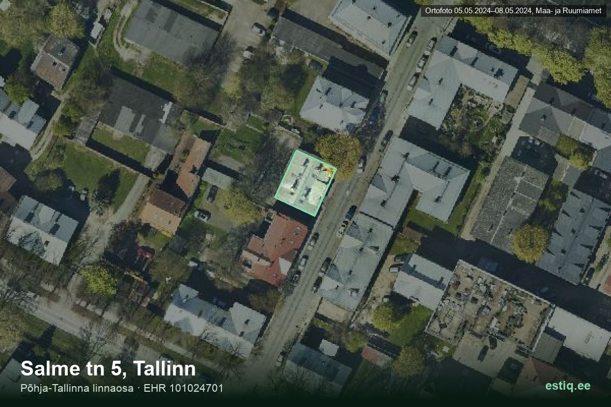 Salme tänav 5, Tallinn – hoone aerofoto, kontuur ehitisregistri (EHR) andmetest