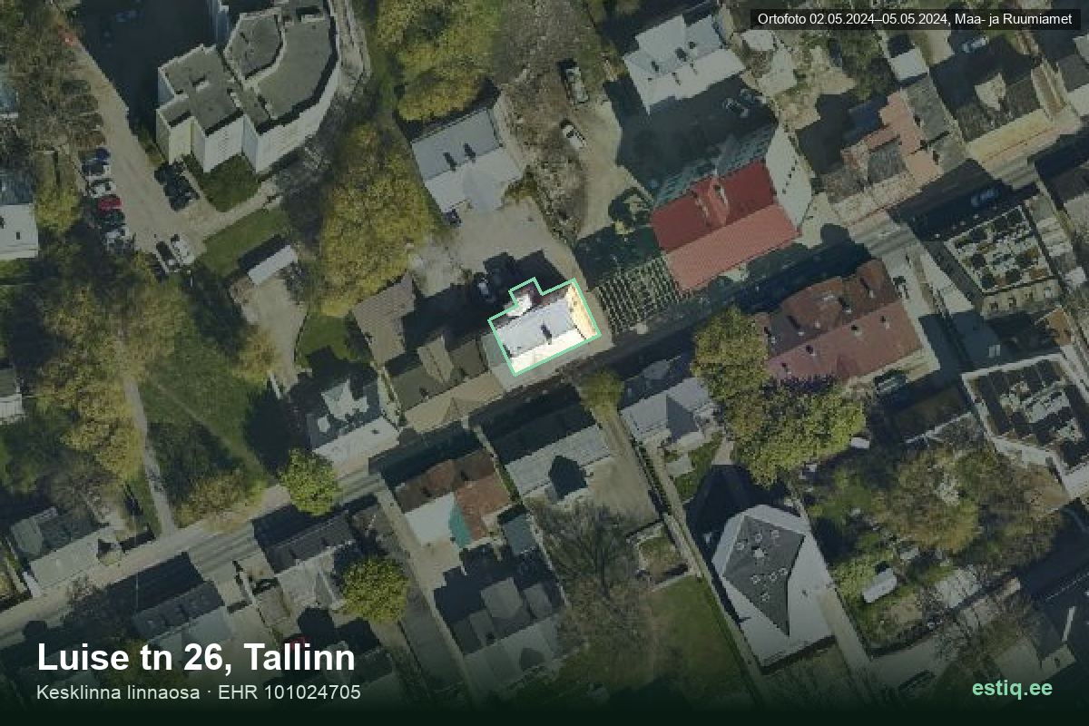 Luise tänav 26, Tallinn – ilmakuva rakennuksesta, ääriviiva rakennusrekisteristä (EHR)