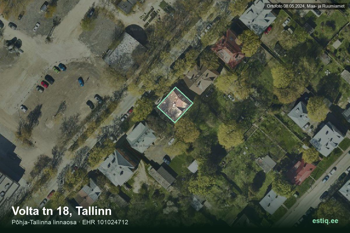 Volta tänav 18, Tallinn – aerial photo of the building, outline from the Building Register (EHR)