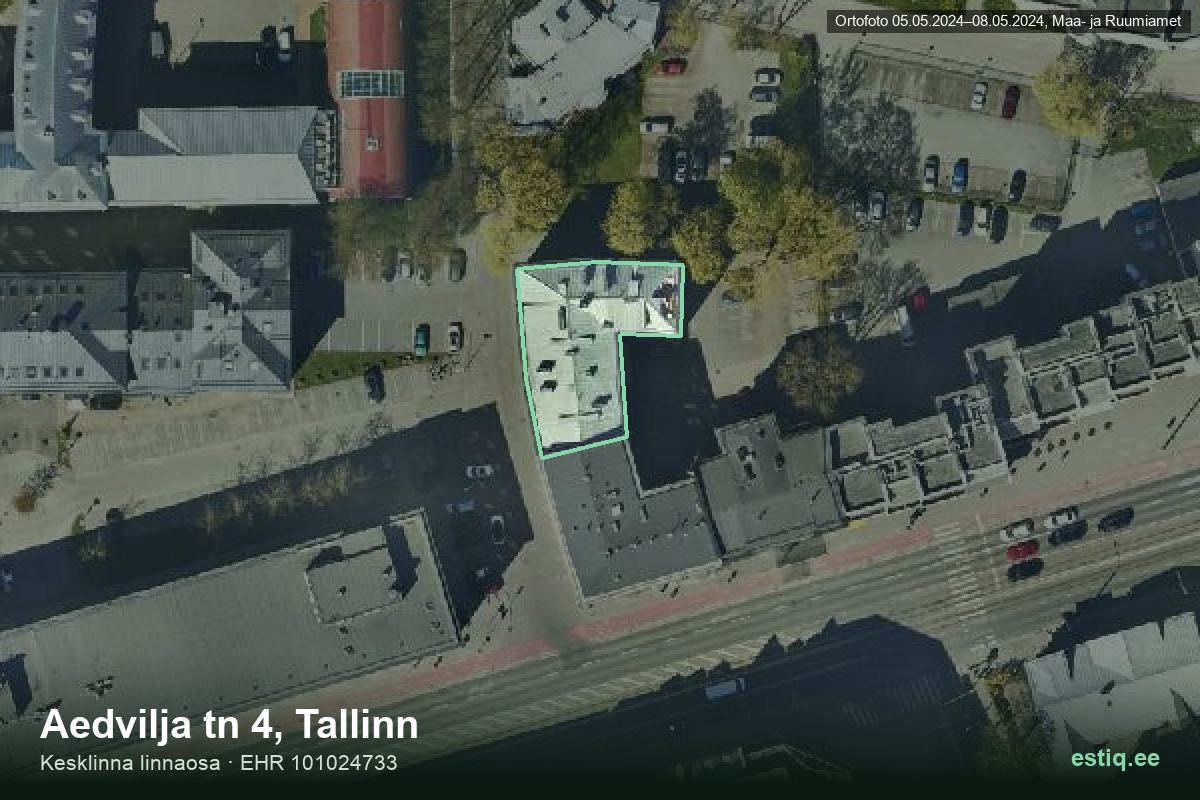 Aedvilja tänav 4, Tallinn – hoone aerofoto, kontuur ehitisregistri (EHR) andmetest