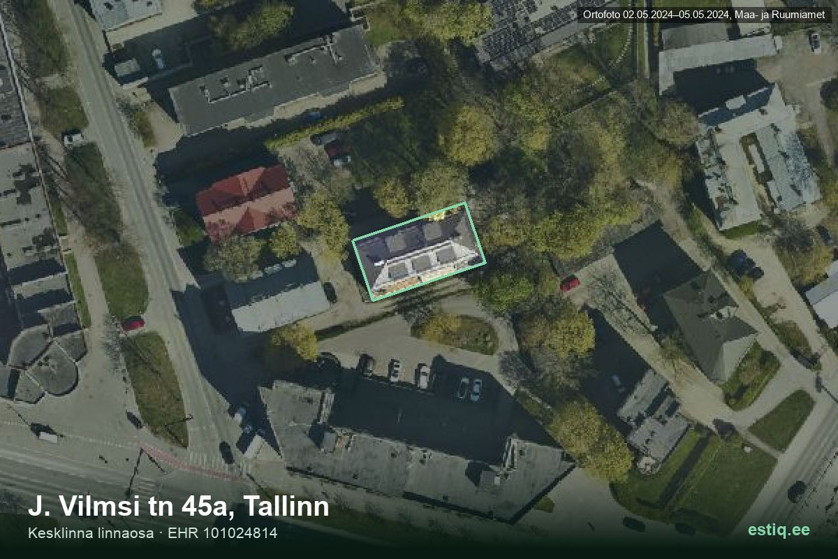 J. Vilmsi tänav 45a, Tallinn – hoone aerofoto, kontuur ehitisregistri (EHR) andmetest