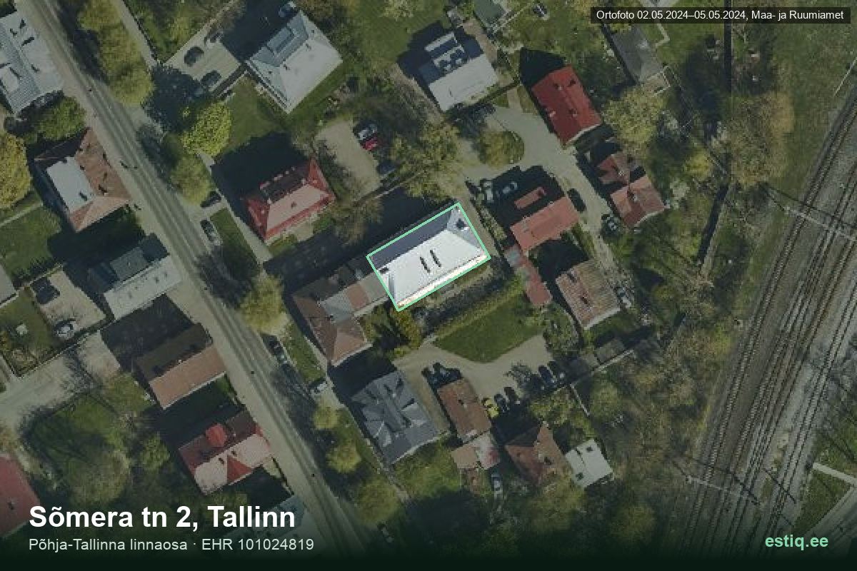 Sõmera tänav 2, Tallinn – hoone aerofoto, kontuur ehitisregistri (EHR) andmetest