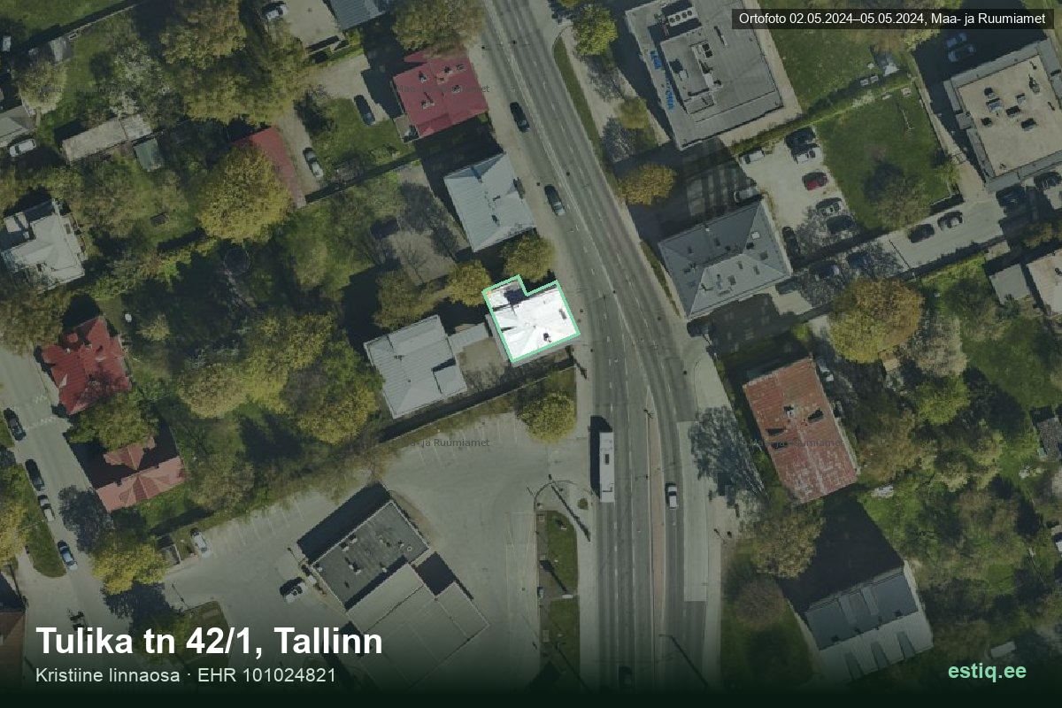 Tulika tänav 42/1, Tallinn – aerial photo of the building, outline from the Building Register (EHR)