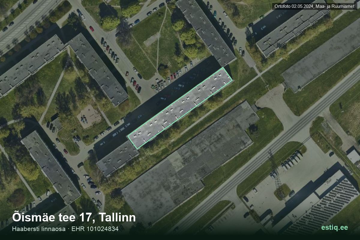 Õismäe tee 17, Tallinn – hoone aerofoto, kontuur ehitisregistri (EHR) andmetest