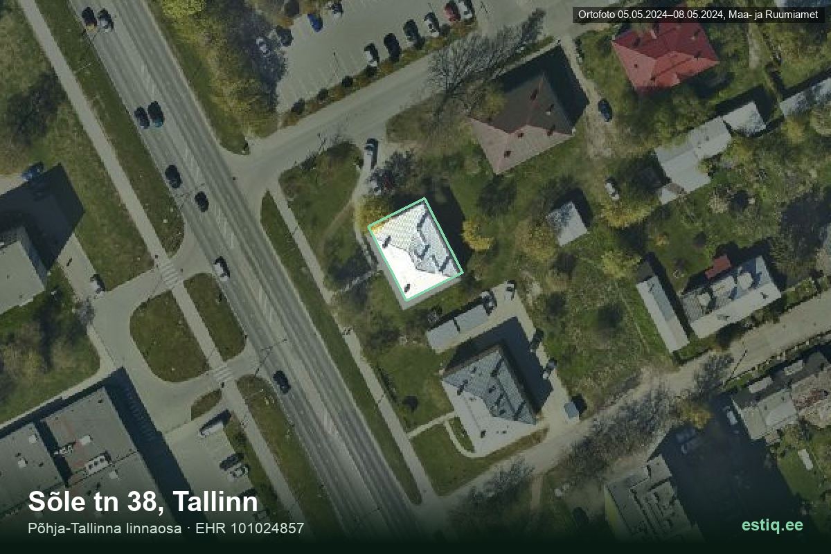 Sõle tänav 38, Tallinn – hoone aerofoto, kontuur ehitisregistri (EHR) andmetest