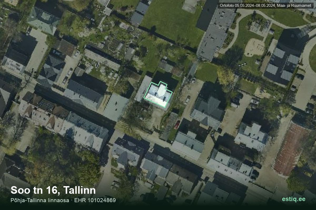 Soo tänav 16, Tallinn – ilmakuva rakennuksesta, ääriviiva rakennusrekisteristä (EHR)