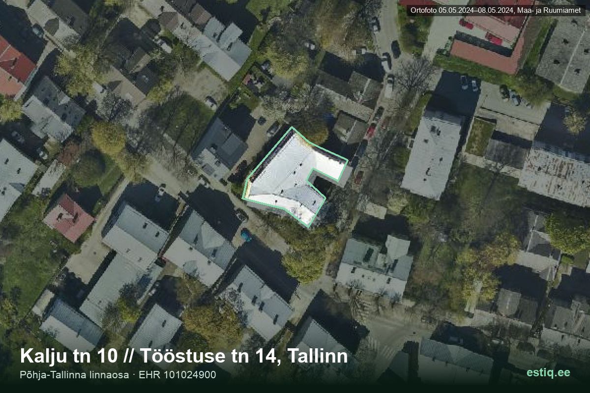 Tööstuse tänav 14, Tallinn – hoone aerofoto, kontuur ehitisregistri (EHR) andmetest