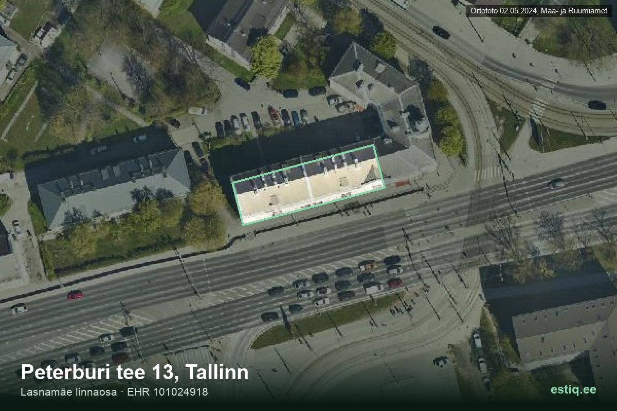 Peterburi tee 13, Tallinn – aerial photo of the building, outline from the Building Register (EHR)