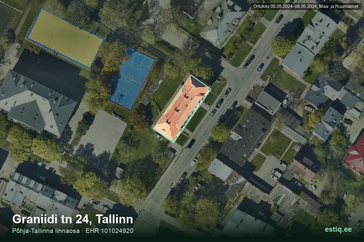 Graniidi tänav 24, Tallinn – hoone aerofoto, kontuur ehitisregistri (EHR) andmetest