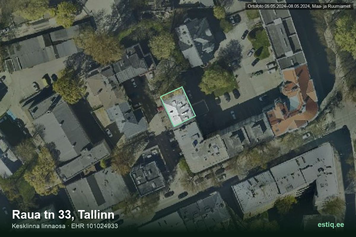 Raua tänav 33, Tallinn – aerial photo of the building, outline from the Building Register (EHR)