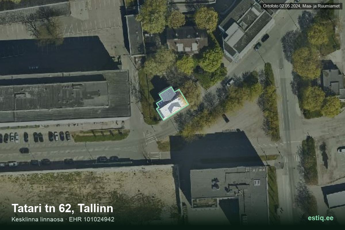 Tatari tänav 62, Tallinn – ilmakuva rakennuksesta, ääriviiva rakennusrekisteristä (EHR)