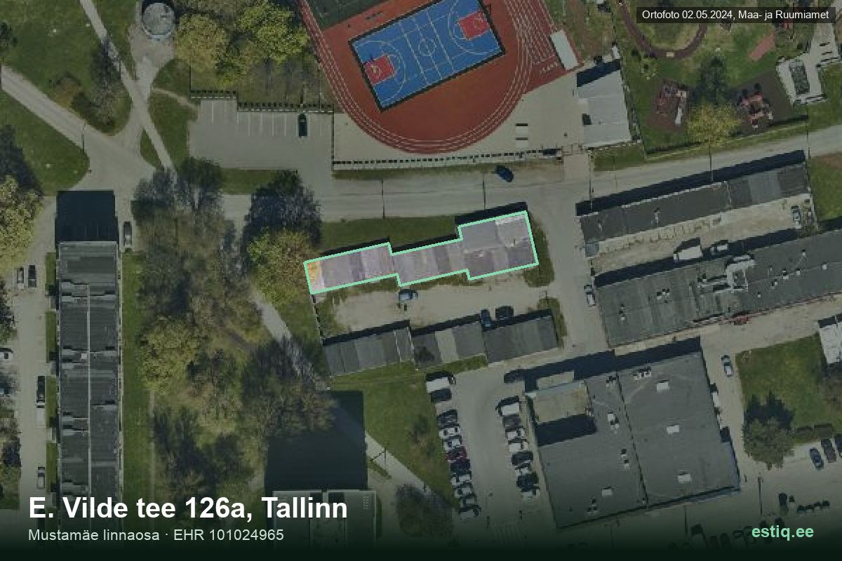 E. Vilde tee 126a, Tallinn – aerial photo of the building, outline from the Building Register (EHR)