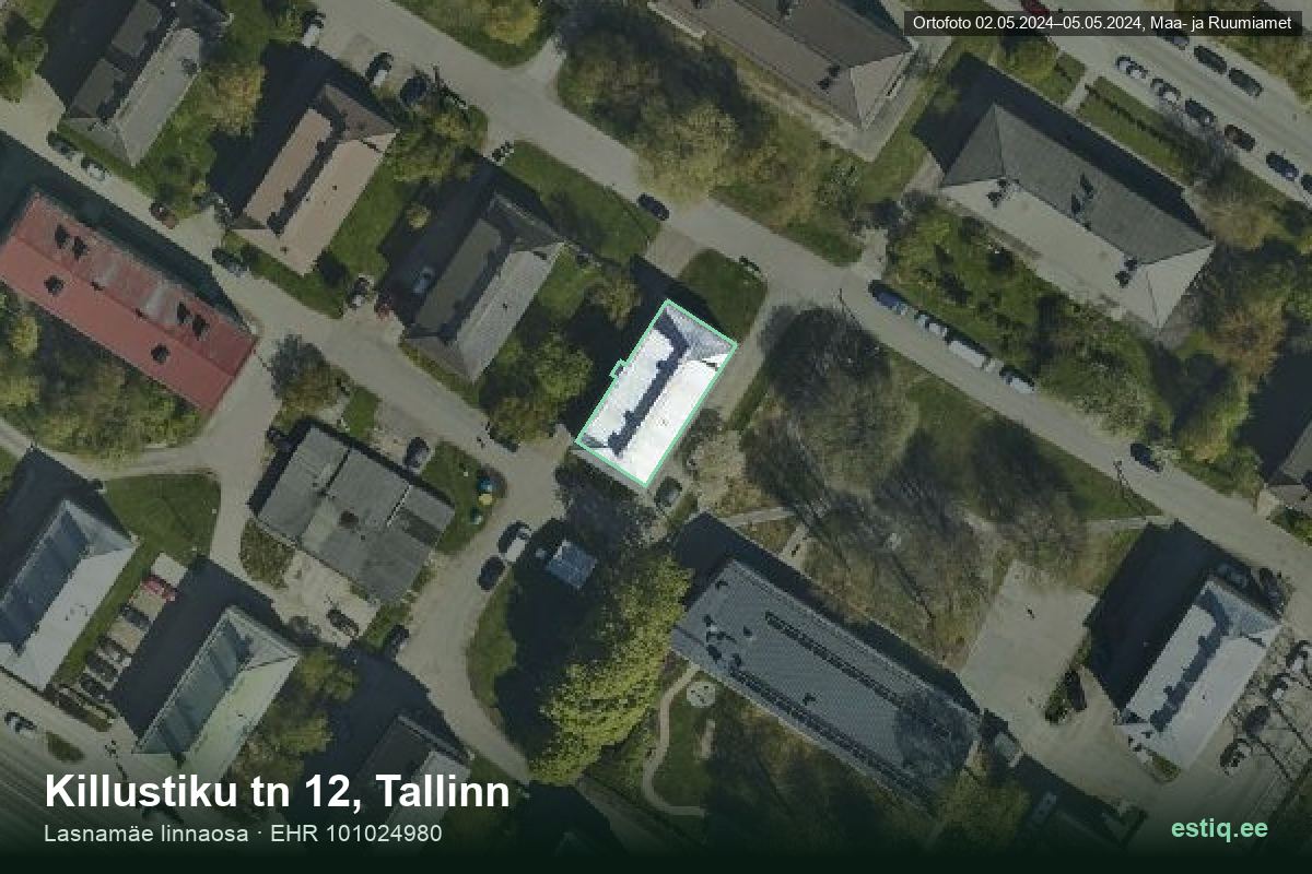 Killustiku tänav 12, Tallinn – aerial photo of the building, outline from the Building Register (EHR)
