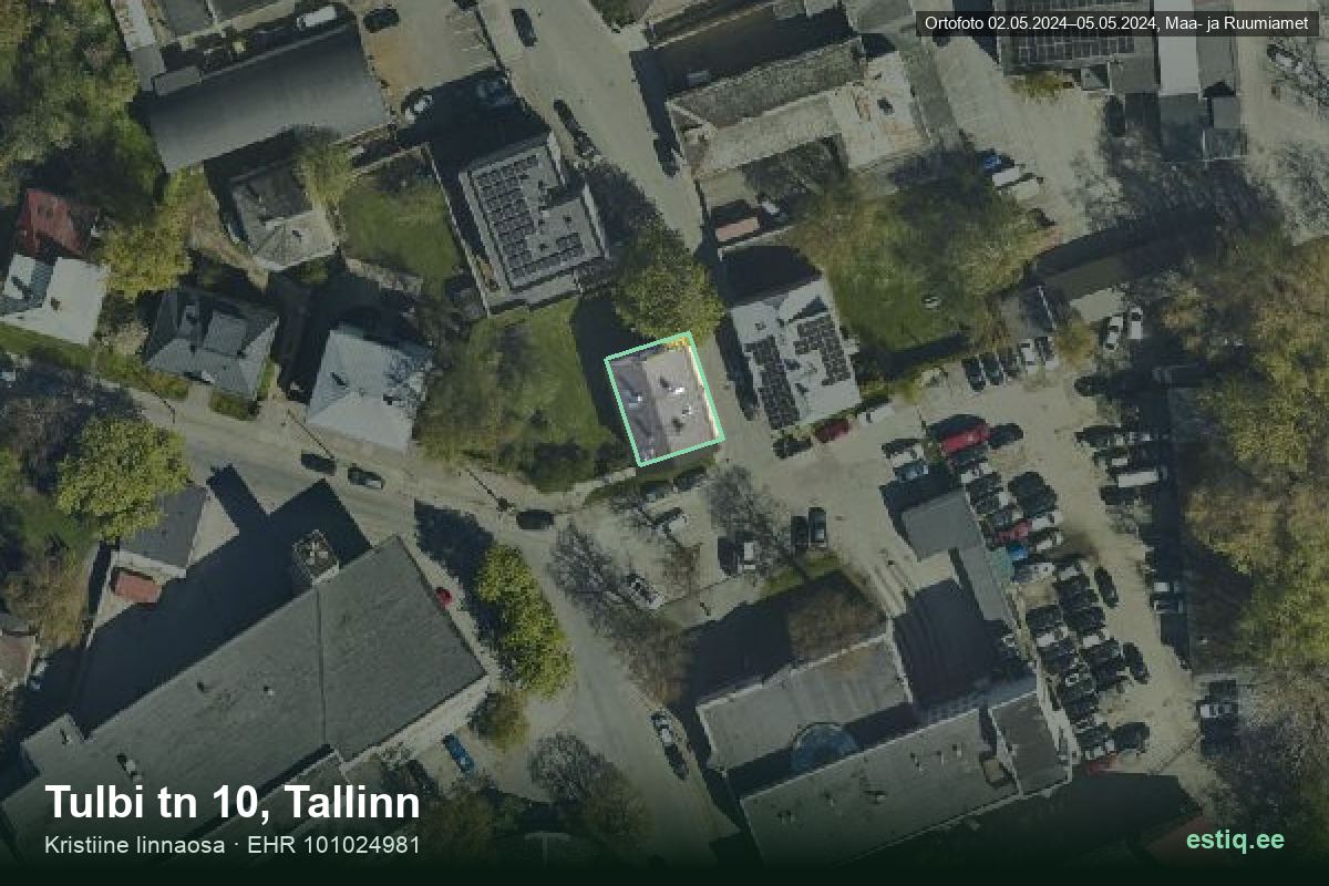 Tulbi tänav 10, Tallinn – ilmakuva rakennuksesta, ääriviiva rakennusrekisteristä (EHR)