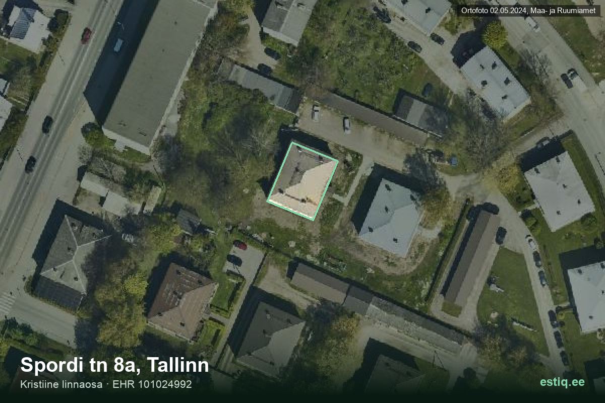 Spordi tänav 8a, Tallinn – hoone aerofoto, kontuur ehitisregistri (EHR) andmetest