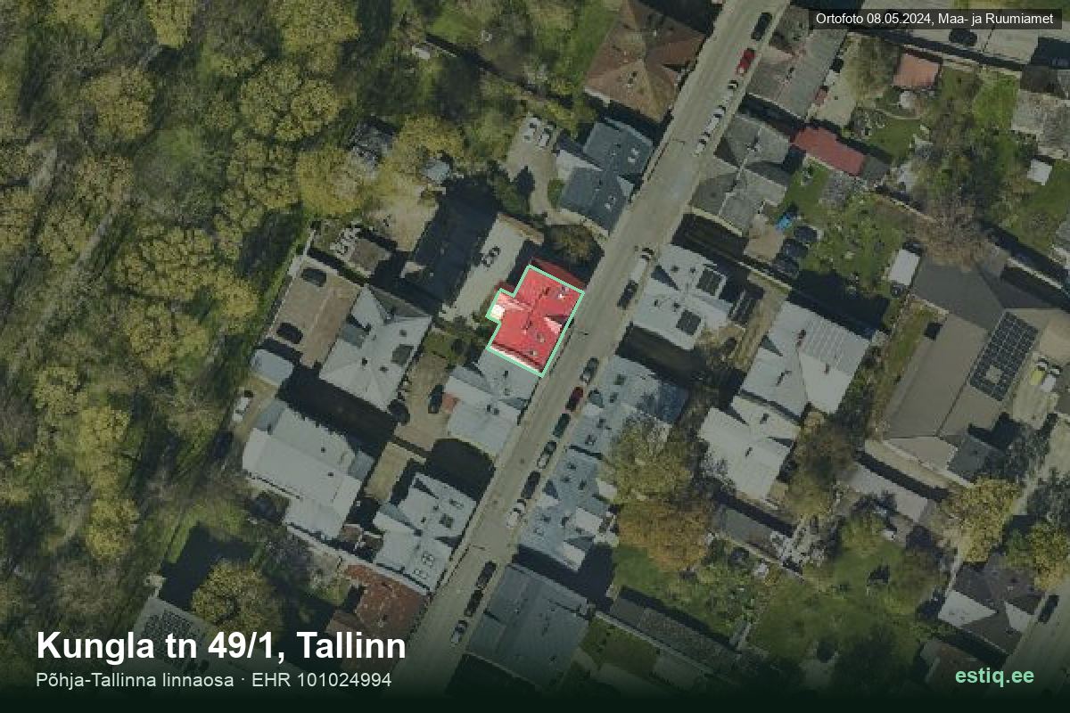 Kungla tänav 49/1, Tallinn – hoone aerofoto, kontuur ehitisregistri (EHR) andmetest