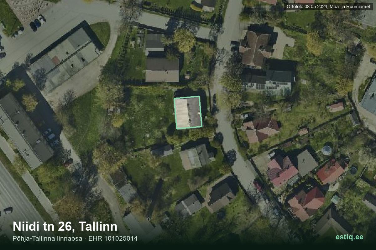 Niidi tänav 26, Tallinn – hoone aerofoto, kontuur ehitisregistri (EHR) andmetest