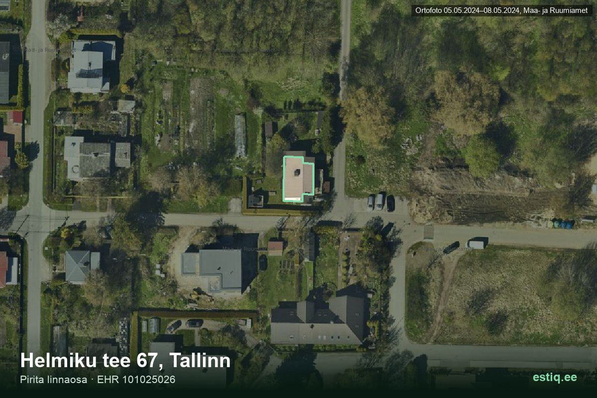 Helmiku tee 67, Tallinn – hoone aerofoto, kontuur ehitisregistri (EHR) andmetest