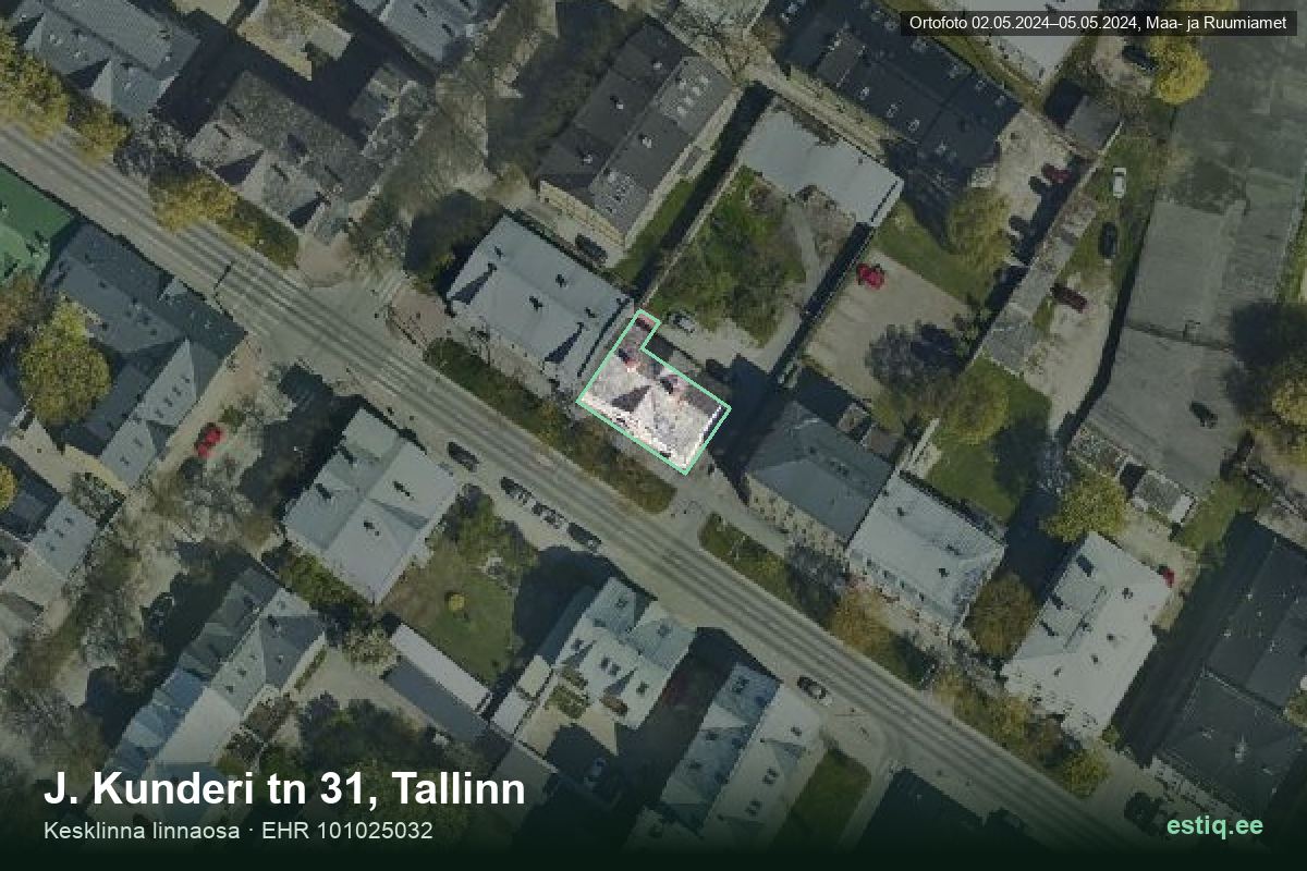 J. Kunderi tänav 31, Tallinn – aerial photo of the building, outline from the Building Register (EHR)