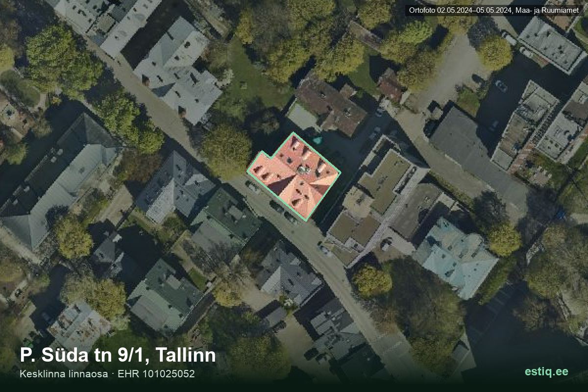 Süda tänav 9/1, Tallinn – aerial photo of the building, outline from the Building Register (EHR)